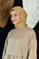 Luxury cotton square scarf-Camel