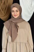 Luxury cotton square scarf-Coffee