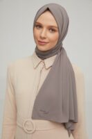 Madina Elephant Gray Silky Crepe scarf