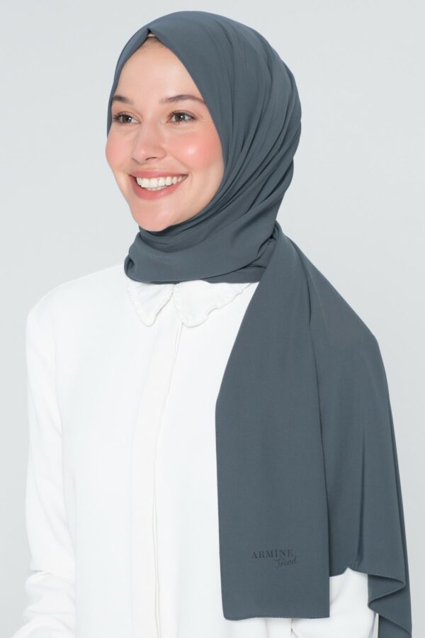 Madina Petroleum Gray Silky Crepe scarf