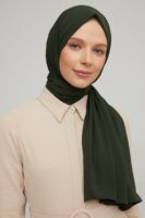 Madina Dark Olive Silky Crepe scarf