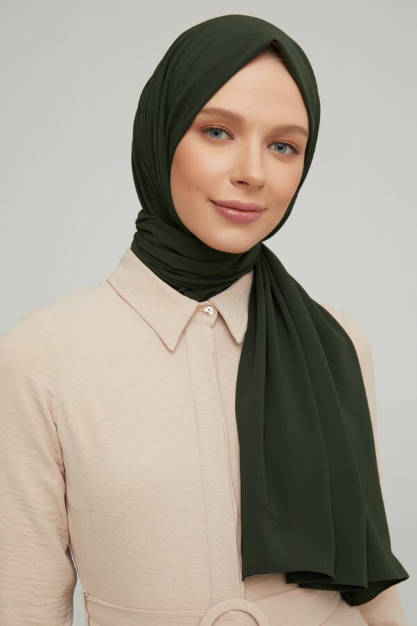 Madina Dark Olive Silky Crepe scarf
