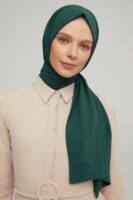 Madina Green Silky Crepe scarf