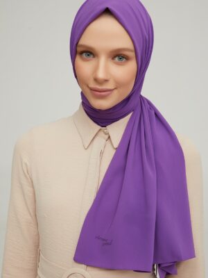 Madina Purple Silky Crepe scarf