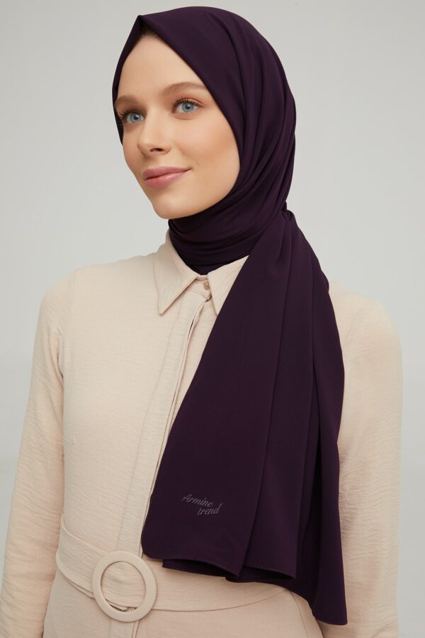 Madina Eggplant Silky Crepe scarf