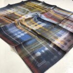 Blue Geometric Pure Silk Scarf