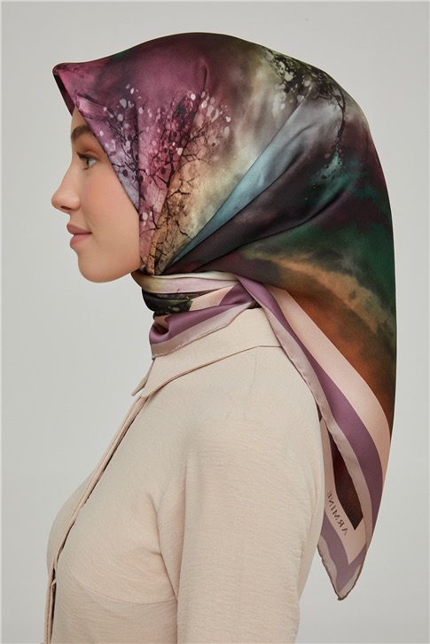 Mauve Landscape Pure Silk Scarf