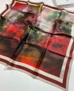 Red Landscape Pure Silk Scarf
