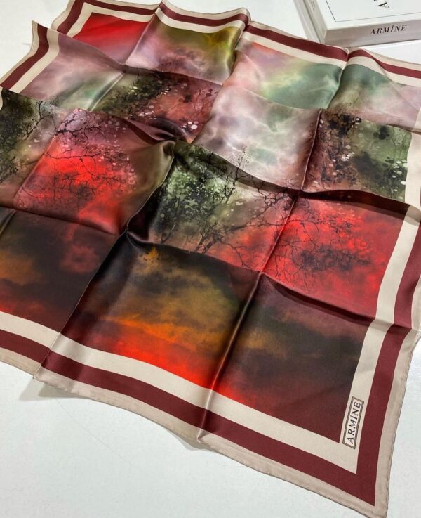 Red Landscape Pure Silk Scarf