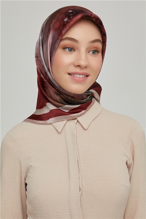Red Landscape Pure Silk Scarf