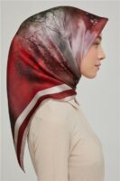 Red Landscape Pure Silk Scarf