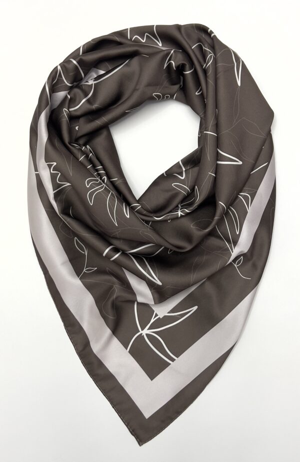 Leafy patterned satin scarf BRSP1-01