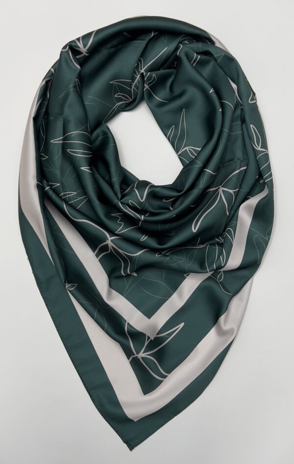 Leafy patterned satin scarf BRSP1-03
