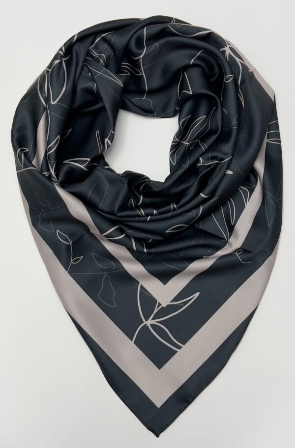 Leafy patterned satin scarf BRSP1-08