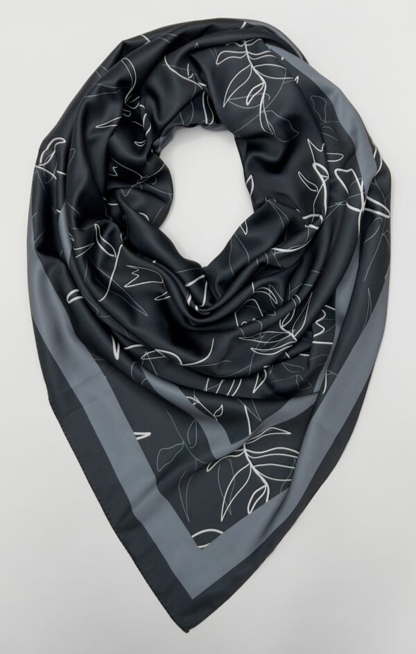 Leafy patterned satin scarf BRSP1-09