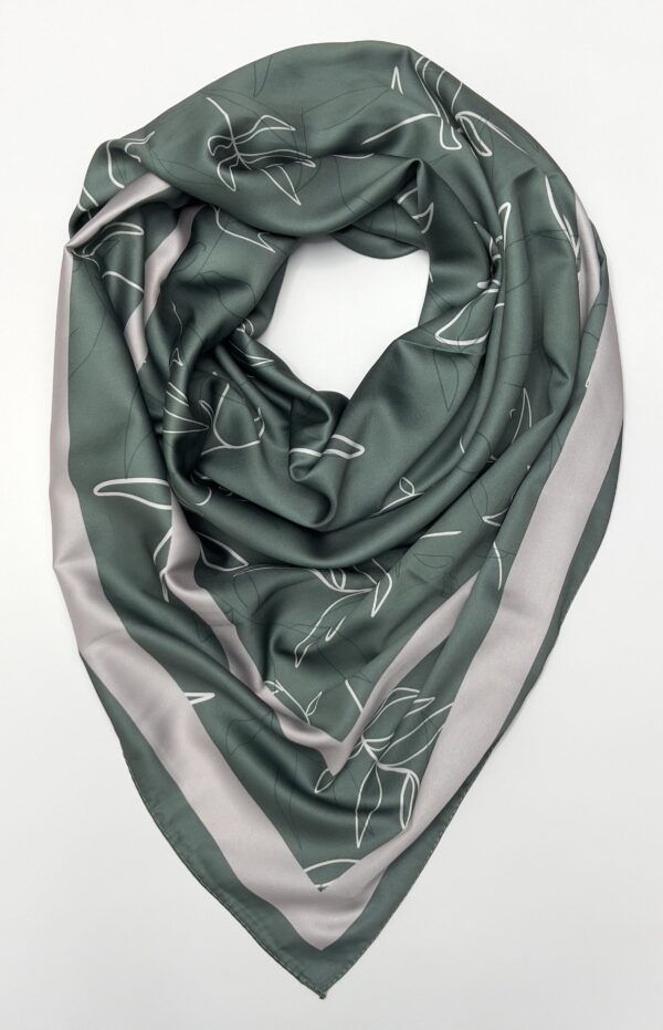 Leafy patterned satin scarf BRSP1-10