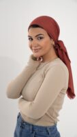 Luxury cotton square scarf-Taupe
