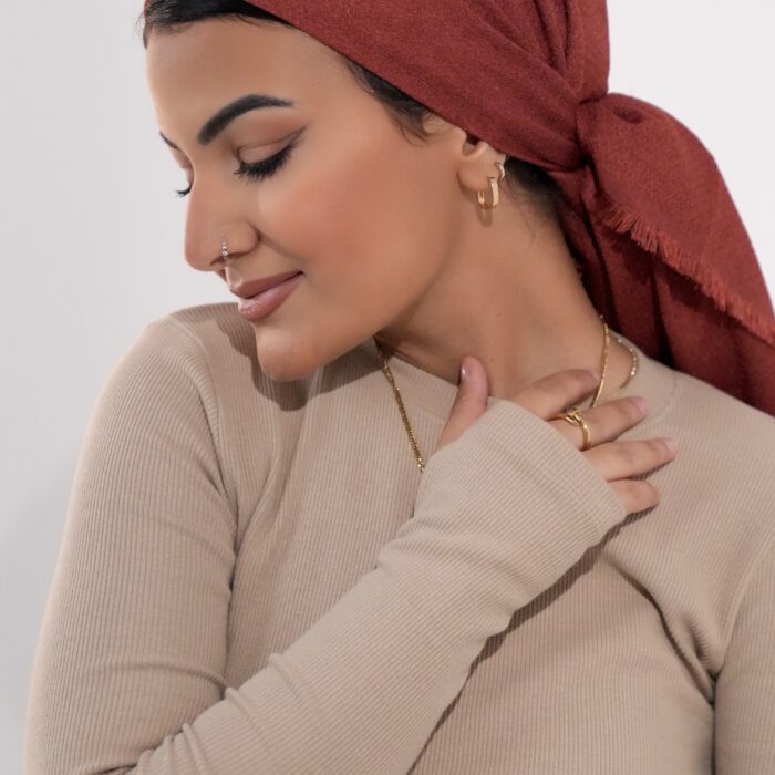 Luxury cotton square scarf-Taupe
