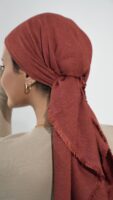 Luxury cotton square scarf-Taupe