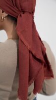 Luxury cotton square scarf-Taupe