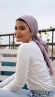 Luxury cotton square scarf-Lilac