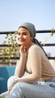 Luxury cotton square scarf-Olive