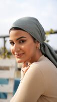 Luxury cotton square scarf-Olive