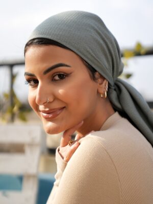 Luxury cotton square scarf-Olive