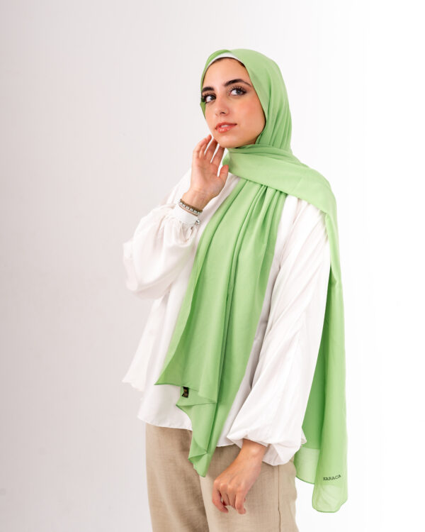 Natural Chiffon Scarf-Lime Green
