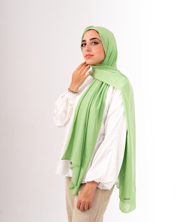 Natural Chiffon Scarf-Lime Green