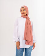 Crinkled Cotton Salmon scarf
