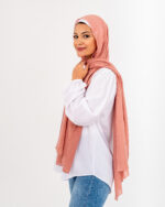 Crinkled Cotton Salmon scarf