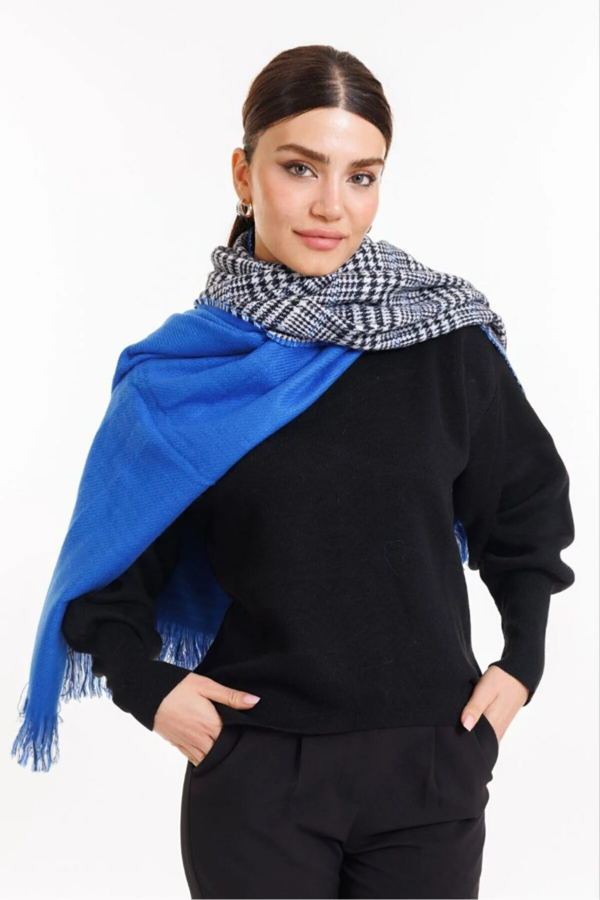 Double sided soft wool shawl Blue