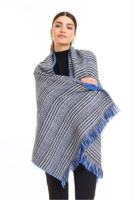 Double sided soft wool shawl Blue