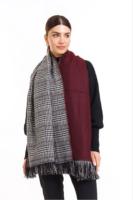 Double sided soft wool shawl Bordo