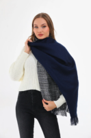 Double sided soft wool shawl-Navy