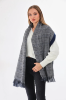 Double sided soft wool shawl-Navy