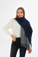 Double sided soft wool shawl-Navy