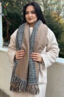 Double sided soft wool winter shawl Coffee