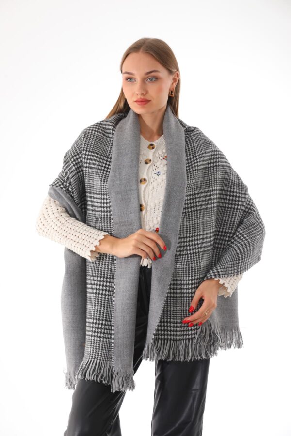 Double sided soft wool winter shawl Light Gray