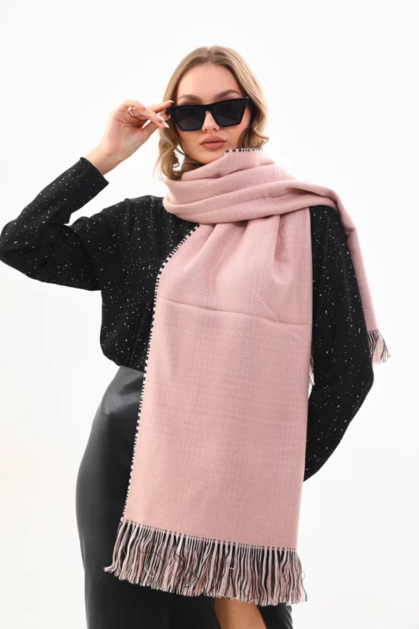Double sided soft wool shawl Pink