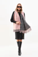 Double sided soft wool shawl Pink