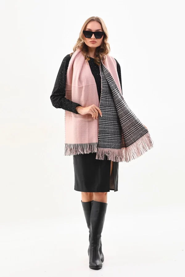 Double sided soft wool shawl Pink