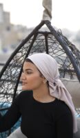 Luxury cotton square scarf-Beige