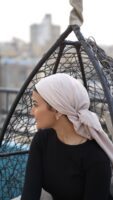 Luxury cotton square scarf-Beige
