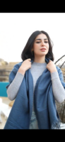 Double sided soft wool winter shawl petroleum
