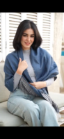 Double sided soft wool winter shawl petroleum