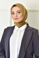 Shiny square silk scarf Gold