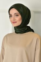Shiny square silk scarf-Army