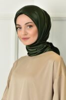 Shiny square silk scarf-Army